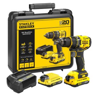 Masina de gaurit si insurubat Stanley Fatmax V20 SFMCD720D2K, maxim 80 Nm, cu 2 acumulatori 18V / 2.0 Ah, incarcator, valiza transport