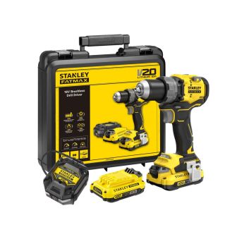 Masina de gaurit si insurubat Stanley Fatmax V20 SFMCD725D2K, maxim 80 Nm, cu 2 acumulatori 18V / 2.0 Ah, incarcator, valiza transport