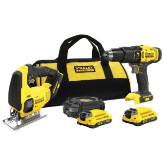 Set combinat 2 scule electrice Stanley Fatmax V20 SFMCK212D2S, 2 acumulatori 18 V / 2.0 Ah, incarcator 1.25 A