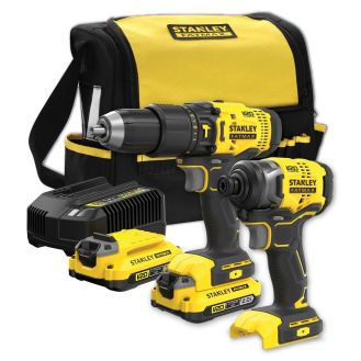 Set combinat 2 scule electrice Stanley Fatmax V20 SFMCK465D2S, 2 acumulatori 18 V / 2.0 Ah, incarcator 1,25 A, geanta textila