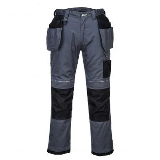Pantaloni de lucru cu buzunare Portwest T602ZBS42, culoare gri negru, marime 42, talie joasa