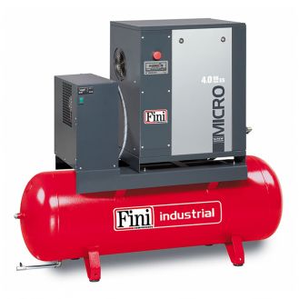 Compresor de aer cu surub Fini MICRO 4.0-08-200 ES, 400 V, 200 l, 4 kW, 8 bar, 580 l/min, cu uscator