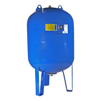 Vas de expansiune vertical Wassertechnik WTH200VMBLUE, apa rece, volum 200 l, presiune max.10 bari, cu suport, manometru