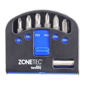 Set 6 biti PH si PZ Zonetec ZA1986-3, hex 1/4", cu suport bit magnetic 50 mm