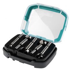 Set 5 freze pentru balamale Wolfcraft 1002000, 15-35x90 mm, tija 10 mm