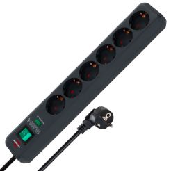 Prelungitor cu protectie la supratensiune Eco-Line 13.500 A Brennenstuhl 1159710, 1.5 m, antracit, 3x1.5 mmp, 6 posturi