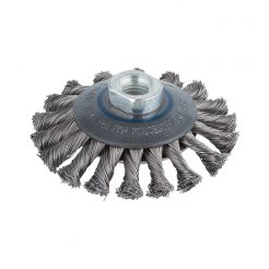 Perie Wolfcraft 2153000, tip disc conic, D 100 mm, pentru polizoare unghiulare, impletita, filet M14