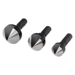 Set de burghie zencuire WS Wolfcraft 2584000, D 12, 16, 19 mm, pentru suruburi cu cap ingropat cu D 3 - 10 mm