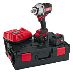 Masina de insurubat cu impact Flex IW 3/4" 1600 18-EC/5.0 Set , patrat 3/4", cuplu maxim 2100 Nm, cu 2 acumulatori 18 V / 5.0 Ah si incarcator in valiza  L-BOXX