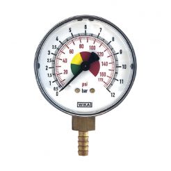 Manometru pistol umflat OMG 54R, Ø 63 mm, 0 - 12 bar, conexiune radiala tip bradut 7 mm