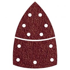 Set 10 foi abrazive autoadezive Wolfcraft 5619000, Gr. 180, perforate, foaie delta 95 mm + foaie baza cu scai