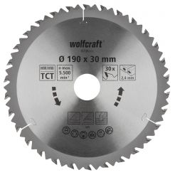 Panza pentru fierastrau circular Wolfcraft 6736000, diametru 190 mm, diametru interior disc 30 mm, latime taiere 2.4 mm, 30 dinti, seria maro.