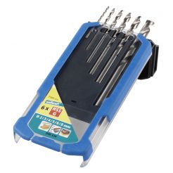 Set 6 burghie pentru metal Wolfcraft 7101000, HSS, 2, 3, 4, 5, 6, 8 mm, in cutie de plastic