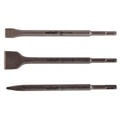 Set 3 dalti SDS Plus, Wolfcraft 79140001, spit 250 mm, dalta ingusta 20x250 mm, dalta lata 35x250 mm