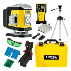 Set nivela laser cu linii 2 x 360° Nivel System CL2B SET SJJM1EX, fascicul albastru, 30/70m, acumulator 3,7 V, geanta transport, trepied 1,82 m