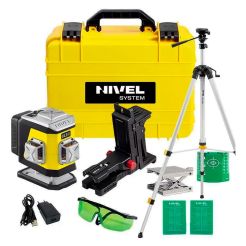 Set nivela laser cu linii 3 x 360° Nivel System CL3G SET SJJM1EX, fascicul verde, 30/70m, acumulator 3,7 V, geanta transport, trepied 1,82 m