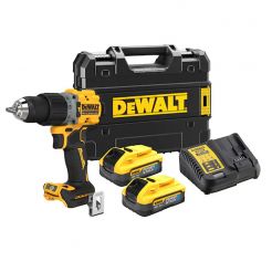 Masina de gaurit  si insurubat cu percutie DeWalt DCD805H2T, max 90 Nm, cu 2 acumulatori Powerstack 18V / 5.0Ah, in valiza de transport