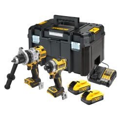 Set combo 2 scule DeWalt DCK2200H2T 18 V masina gaurit DCD1007 si masina impact DCF8601, 2 acumulatori 18 V/5.0 Ah, valiza