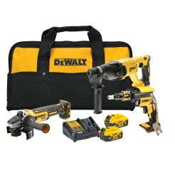 Set 3 masini DeWalt DCK304P2, cu 2 acumulatori XR 18V / 5.0Ah si incarcator in geanta textila