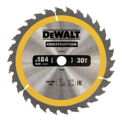Disc Dewalt DT1940 pentru fierastrau circular, D 184x16x2.6 mm, 30 dinti, pentru taiere universala, seria Dewalt Construction