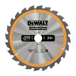 Disc Dewalt DT1956 pentru fierastrau circular, D 250x30x3.0 mm, 24 dinti, pentru taiere rapida, seria Dewalt Construction