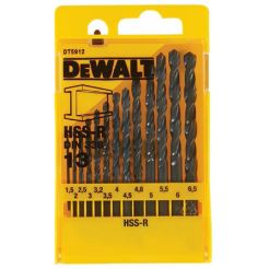 Set 13 burghie pentru metal DeWALT DT5912, tip HSS-R, 1.5 - 6.5 mm, tija cilindrica, in caseta plastic