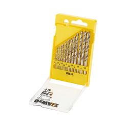 Set 13 burghie pentru metal DeWALT DT5922, tip HSS-G, 1.5 - 6.5 mm, tija cilindrica, in caseta plastic