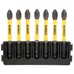 Set 7 biti FLEXTORQ, DeWALT DT70817, PH2 x 57 mm, cu un suport compatibil cu sistemul TOUGHCASE