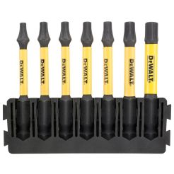 Set 7 biti FLEXTORQ, DeWALT DT70825, TX mixt, 57 mm, cu un suport compatibil cu sistemul TOUGHCASE