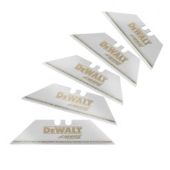 Lama trapez pentru cutter Dewalt DWHT0-11131, 62 x 19 mm, varfuri ascutite, muchie Carbide, set de 5 bucati