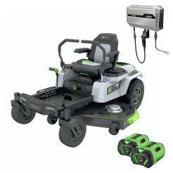 Set tractor de tuns iarba  Ego Power ZT5201E-L, cu 2 acumulatori, 56 V/10.0 Ah, 132 cm