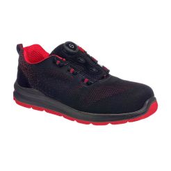 Pantofi Compositelite Wire Lace Safety Trainer Knit S1P Portwest model FT08, marime 46, culoare Negru/Rosu, fit D