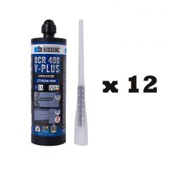 Kit 12 ancore chimice Bossong BCR 400 V-PLUS + mixer de injectie