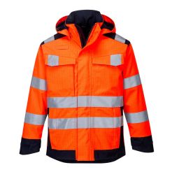 Jacheta Modaflame Rain Multi Norm Arc Portwest model MV70, marime 4XL, culoare Portocaliu/Navy, fit R