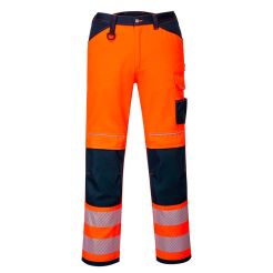 Pantaloni de lucru HI VIS PW3  Portwest model PW340, marime 40, culoare Portocaliu/Navy, fit R