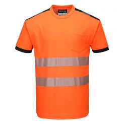 Tricou cu maneci scurte Portwest Hi-Vis S/S PW3 T181OBRXS, culoare portocaliu negru, marime XS