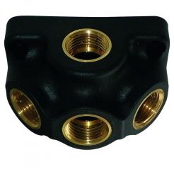 Distribuitor cu 4 cai Ludecke WV_12, DN 15, poliamida cu insertii alama, 4 x G 1/2", filet interior