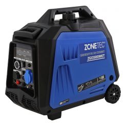 Generator de curent tip inverter Zonetec ZGI3500WET, monofazat, 3.5 kW, roti si maner pliabil pentru transport, pornire electrica