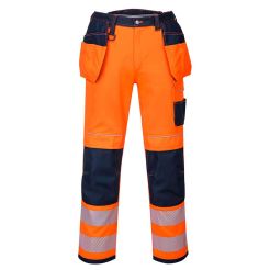 Pantaloni de lucru cu buzunare Hi-Vis Portwest T501ONS30, culoare portocaliu bleumarin, marime 30, talie joasa