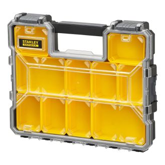 Organizator profesional pentru accesorii Stanley 1-97-519, 432 x 330 x 64 mm, 10 compartimente, inchizatori din plastic, max 5.5 kg