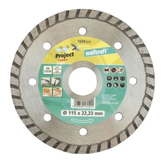 Disc diamantat Wolfcraft 1694000, Pro Turbo, sinterizat, margine/cant inchisa D 115x22.2x7 mm