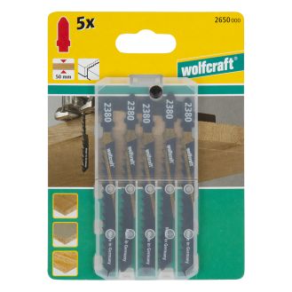 Set 5 panze pentru fierastrau pendular Wolfcraft 2650000, prindere in T, pentru lemn, adancime taiere 50 mm