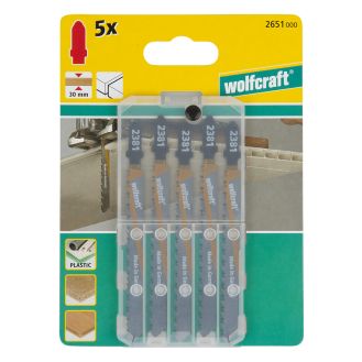 Set 5 panze pentru fierastrau pendular Wolfcraft 2651000, prindere in T, pentru lemn, adancime taiere 30 mm
