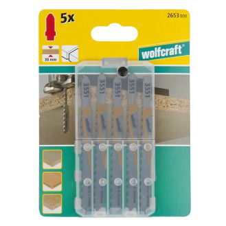 Set 5 panze pentru fierastrau pendular Wolfcraft 2653000, prindere in T, pentru lemn, adancime taiere 30 mm