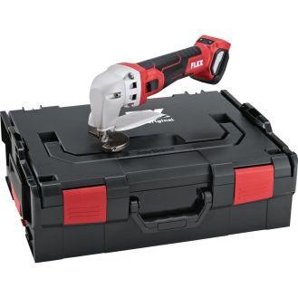 Foarfeca pentru taiat tabla Flex SHE 16 18.0-EC, maxim 2.0 mm, compatibila cu acumulatori Li-Ion 18V, cutie L-BOXX
