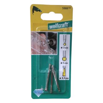 Set 3 minifreze sferice diamantate Wolfcraft 5988000, 3 / 5 / 3.5 mm