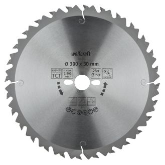 Panza pentru fierastrau circular de masa Wolfcraft 6662000, diametru 300 mm, diametru interior disc 30 mm, latime taiere 3.2 mm, 28 dinti, seria verde.