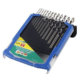 Set 13 burghie pentru metal Wolfcraft 7102000, HSS, 2, 2.5, 3, 3.2, 3.5, 4, 4.5, 5, 5.5, 6, 6.5, 7, 8 mm, coada cilindrica
