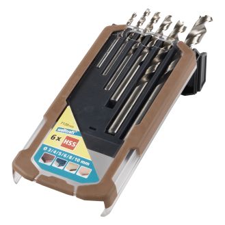 Set 6 burghie pentru lemn Wolfcraft 7120000 "Professional", 3-10 mm, in cutie de plastic