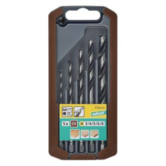 Set 5 burghie pentru lemn Wolfcraft 7122000, cu tija hexagonala 1/4", 3-8 mm